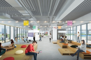 An artist's impression of the 1st floor walkway