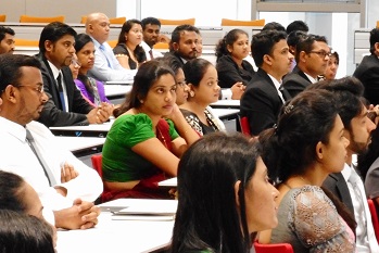 Students from Sri Lanka listen to the lecture