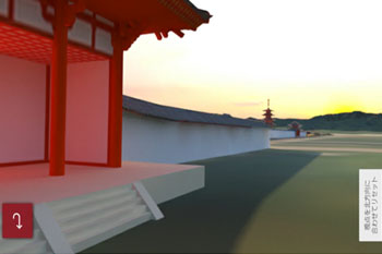 Holding a smartphone with the app active up to the scale model reveals VR scenery of what ancient Kyoto looked like outside the city walls to the south of Rashomon Gate