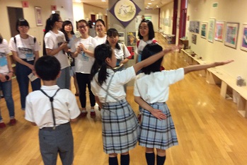 Elementary school students giving a tour of their school