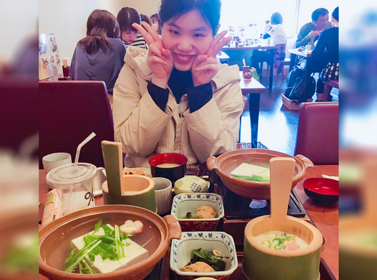 Dinner with a friend (taking the photo) in a tofu restaurant