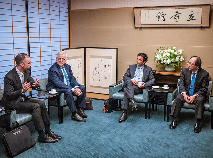 The delegation from The Australian National University pose with the vice chancellor of Ritsumeikan University