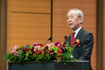 President of Ritsumeikan University, Mikio Yoshida, gives the opening address