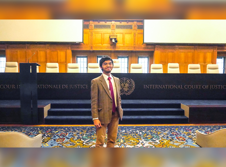 The court room of the International Court of Justice (ICJ) in the Hague. Gilang visited the ICJ as part of the Moot Court Public International Law course offered to exchange students at Leiden Law School