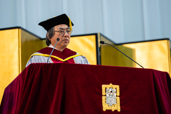 President Yoshio Nakatani delivers a congratulatory address