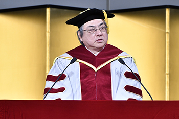 President Yoshio Nakatani delivers a congratulatory address
