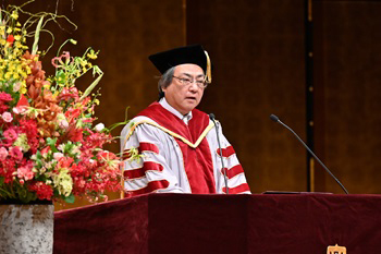 President Yoshio Nakatani delivers a congratulatory address