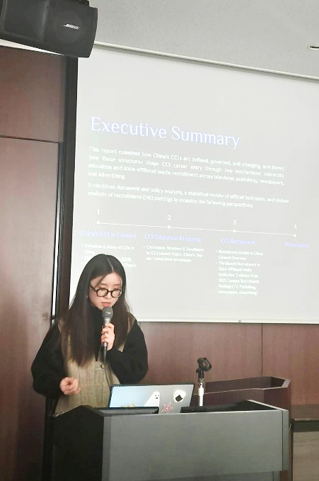 Ms. Zhang presenting her findings on China