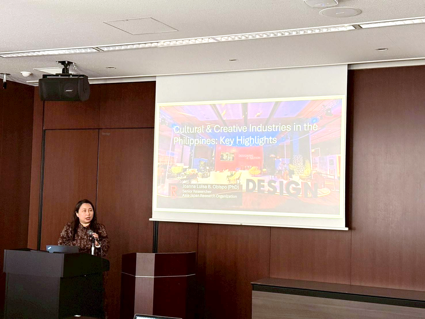 Dr. Obispo presenting her findings on the Philippines
