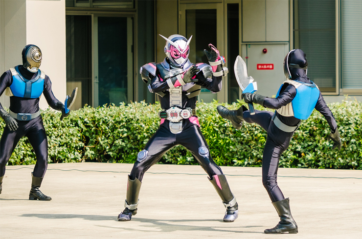 Ritsumeikan University College Festival on Osaka Ibaraki Campus - Power Rangers mock battle close up